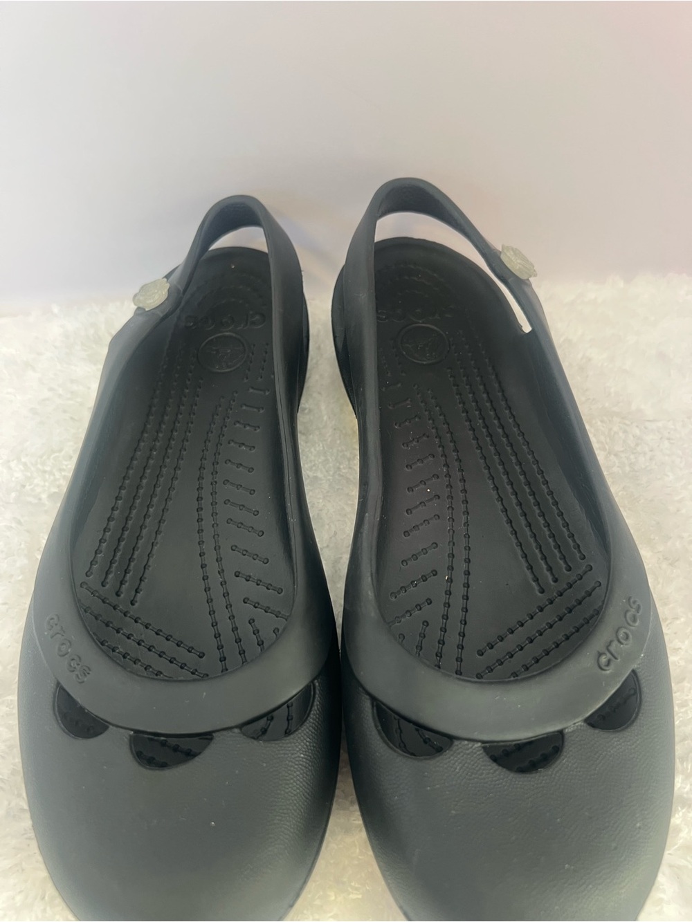 CROCS Black Women's Slip-On Clog Flats with Heel Strap